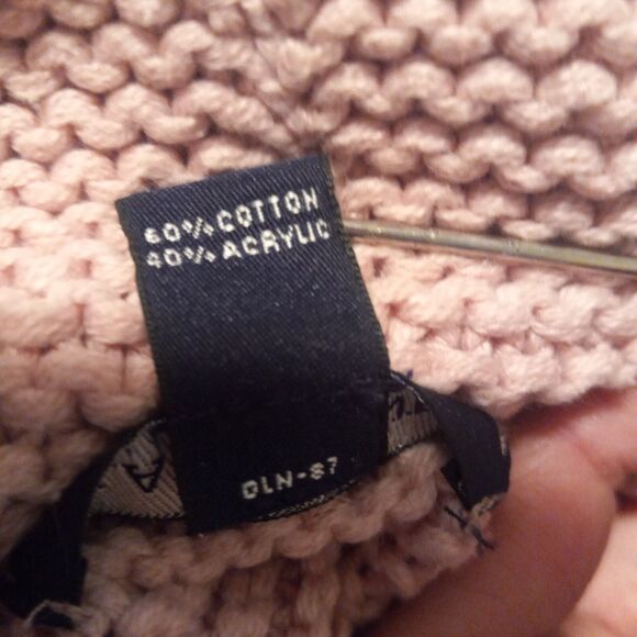 Lands End Chunky Knit Sweater Tunic Dress-Medium-Turtleneck-Side Slit-Dusty Pink - Picture 7 of 9